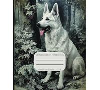 Vintage White German Shepherd Composition Notebook: 110 Pages, College Ruled, 7.5 x 9.25