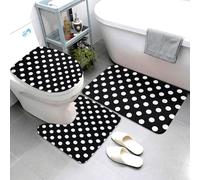 Vintage White Polka Dot Black Print Set Di Tappeti Da Bagno 3 Pezzi Antiscivolo Tappetino Da Bagno Morbida Tappeto Con Profilo A U Per Doccia Toeletta La Casa