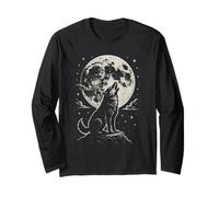 Vintage Wolf Howling At The Moon Wildlife Wolf Maglia a Manica