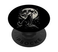 Vintage Wolf Howling At The Moon Wildlife Wolf PopSockets PopGrip Adesivo
