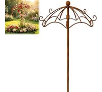 Vintage Wrought Iron Umbrella Garden Trellis, Umbrella Trellis Plant Clematis Vine Frame, Easy-Insert Garden Stake for Patio Yard Porch Balcony Backyard, Outdoor Gifts