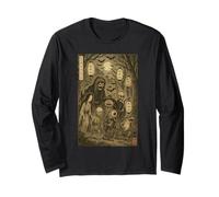 Vintage Yokai Fantasma Parage Giapponese Sumi-e Otaku Maglia a Manica