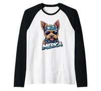 Vintage Yorkshire Terrier 4 luglio Merica Maglia con Maniche Raglan