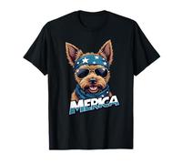 Vintage Yorkshire Terrier 4 luglio Merica Maglietta