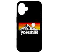 Vintage Yosemite National Park Retro Mountains & Sun Graphic Custodia per iPhone 16