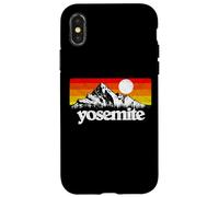 Vintage Yosemite National Park Retro Mountains & Sun Graphic Custodia per iPhone X/XS