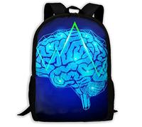 Vintage Zainetto Scuola Brain With Wave Rucksack Outdoor Borse Da Scuola Per Adulti, Escursionismo, Studenti, 42X32X14Cm