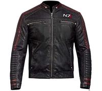 Vintagearc Giacca in pelle da uomo Mass Effect 3 N7, colore nero, da combattimento stradale, Pelle, XL