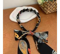 Vintagemagic Hair Clip, Satin Fabric Hair Bands for Women, Retro Cross Knotted Headband Non-slip Adjustable, Boho Head Wrap for Daily Wear, Outdoor Sports and Makeup Accessories(Nero,Big teeth)