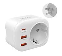 VINTAR 1PC 20W US Travel Adapter, 4 in 1 PD e QC 3.0 Plug Adapter con 2 porte USB e 1 porta USB-C, adattatore di ricarica rapida per USA, Canada, Messico, certificato CE