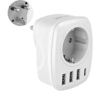 VINTAR 1PC Adattatore Presa Inglese,Tedesca 5 in 1 con 3 Porte USB e 1 Porta USB-C, Adattatore Inglese, Qatar, Gambia，Irlanda,Spina Tipo G