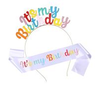 VINTORKY 1 Set Birthday Hairband selvaggio Bomboniere di feste di compleanno Decorazione per Contento Accessori fascia di buon compleanno fascia di compleanno per le donne tessuto