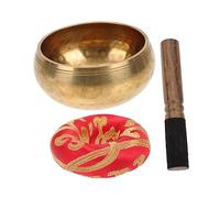 VINTORKY 1 set Ciotola Tibetana per Meditazione Rame Completo con Bastoncino e Cuscino per Pratiche Yoga e Relax Suono per Profonda Meditazione e Creatività Colore Casuale Colore Casuale