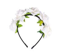 VINTORKY 1pezzi Fascia Per Fiori Di Rosa Per Donna Cerchietto Sposa Leggero e Confortevole Decorazione Elegante Per Matrimoni e Occasioni Speciali Bianco