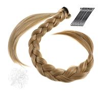 VINTORKY 1set Estensioni Per Coda Di Cavallo Intrecciata Elastici Bianchi e Fermagli Neri Per Acconciature Naturali e Feste Per Uso Quotidiano e Cosplay