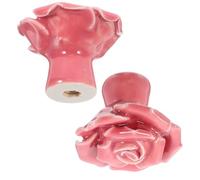 VINTORKY 2 Pezzi Pomello a Forma di Rosa in Ceramica per Armadio e Cassetto | Ceramica Dura Resistente, Installazione Semplice, Include Vite in Metallo, Rosa Delicata, per Guardaroba e Bidone