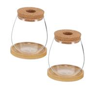 VINTORKY 2 Set Vasi Per Terrari: Contenitore Idroponico Trasparente Con Sughero E Piattino Bambù - Per La Propagazione Dell'acqua Per Piante - Barattoli