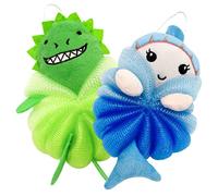 VINTORKY 2pezzi Spugne Da Bagno Per Ragazzo Ragazza Palla Da Doccia Cartoon Rete Dinosauro e Sirena Esfoliante Delicato Per La Design Leggero e Portatile Per Bagni Divertenti e Relaxanti