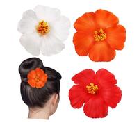 VINTORKY 3pezzi Fermaglio Capelli Floreale Hawaiano Forcina Fiori Artificiali Plumeria e Ibisco Accessori Tropicali Per Donne Adatto Per Spiaggia Celebrazione Matrimonio