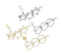 VINTORKY 4 Pezzi Set di Fermagli per Chioma in Lega Argento a Forma di Stella e Cuore, Clip Chioma Donna Buona Presa, Design Elegante per Uso Quotidiano e Natale