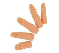 VINTORKY 5Pezzi Mano Silicone con Dita Inseribili per Allenamento Unghie Aspetto Realistico e Facile Cambio Punte per Nail Art e Didattica Marrone