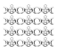 VINTORKY 80 Pezzi Ciondoli a Forma e Pentagramma in Lega Argento Antico per Creazione Gioielli Fai da Te, Accessori per Collane, Braccialetti e Amuleti da Strega, Decorazioni Artigianali