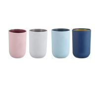 VINTORKY Bicchieri per Lavarsi i Denti Facili da Tenere Design Semplice e Lineare Set di 4 in Plastica Pp+TPR Colore Casuale per Uso Quotidiano in Casa