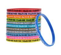 VINTORKY Braccialetti in Silicone Tabelline 12 Unitá per Ragazzo Ragazza, Braccialetti Educativi e Pratici, Decorativi e Utili per Ricordare le Tabelline a Compleanno