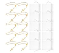 VINTORKY Braccialetto Rosario Mini Con Croce Di Perle Set 12 Pezzi Lega Mesh Bianco Per Battesimo Comunione E Regalo Religioso Spiritualità