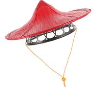 VINTORKY Cappello di Bambù Rosso Corda Regolabile per Cosplay e Vita Quotidiana, Protezione dal Sole, Stile Elegante e Lavorazione Fine, Diametro 30cm