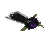 VINTORKY Cerchietto da Sposa Romantico Rose in Pizzo e Tessuto di Poliestere Nero, Accessorio per Chioma da Festa e Cerimonia, per Fidanzamenti e Capodanno