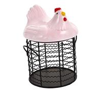 VINTORKY Cesto Di Stoccaggio Ceramica Per Uova e Frutta Contenitore Multifunzionale Per Cucina Organizzatore Per Aglio e Patate Design Elegante Con Motivo Nera