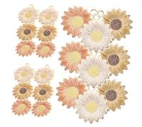 VINTORKY Ciondoli a Forma di Fiore Girasole per Gioielli Fai da Te, 30 Pezzi Assortiti Bianchi, Arancioni e Gialli, Decorazioni Leggere per Portachiavi e Orecchini, Accessori Artigianali