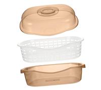 VINTORKY Colino Con Coperchio e Bacinella Di Scarico Rimovibile Per Cucina, Scolapiatti Multifunzionale Doppio Strato in Plastica Salvaspazio, Utensile Per Lavaggio Di Verdure, Frutta e Biberon