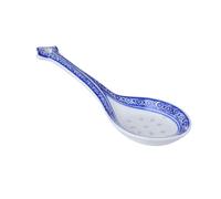 VINTORKY Cucchiaio da Minestra in Ceramica Stile Asiatico Blu e Bianco, Manico lungo Ergonomico, Resistente al Freddo per Uso Domestico e Ristorazione, Cucchiaio da Zuppa e Condimenti, 1