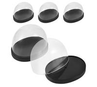 VINTORKY Cupola Trasparente in Plastica a Mezza Sfera per Protezione 5 Base Nera, Versatile per Piante e Dolci, per Giardino e Tavolo