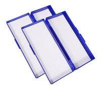 VINTORKY Custodia per Diapositive 50 Posti in Plastica Blu Scuro, Scatola Scorrevole Coperchio a Cerniera, Contenitore per Vetrini Patologici Slot Numerati e Foglio Inventario,