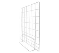 VINTORKY Espositore a Griglia in Filo di Ferro da Tavolo 35x35 Cm Set 2 Pezzi Base Bianca Grande, Pannello Fotografico Multifunzionale per Esposizioni, Bancarelle e Organizzazione Gioielli