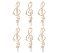 VINTORKY Fermagli per Chioma a Forma di Nota Musicale, Set da 6 Forcine in Metallo Perle Finte, Accessori Decorativi per Spose e Eventi di Gala