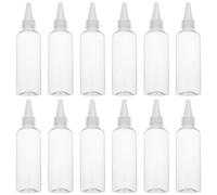 VINTORKY Flaconi Dosatori Trasparenti da 100 Ml Set da 12 Flaconi Comprimibili in Plastica Pet Punta a Becco Dispenser Ricaricabili a Tenuta Stagna per Lozione Tintura Chioma e Viaggi