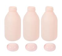 VINTORKY Kit 3 Pezzi Bottiglie da Viaggio Ricaricabili 100ml in Pe Rosa Tappo a Scatto e Design Compatto per Shampoo e Lozioni da Viaggio