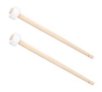 VINTORKY Martelletto per Gong Bianco Accessori Pratici 2 Pezzi in Legno Manico Comodo e Testa in Gomma per Strumenti a Percussione per Performance Musicali
