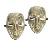 VINTORKY Maschere Vintage Dorate 2 Pezzi in Plastica Copertura Totale per Feste di Carnevale e Costume da Adulto Design Elegante e Versatile