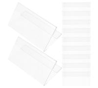VINTORKY Porta Etichette da Tavolo a Forma a V in Plastica Trasparente 10 Pezzi 12x6 Cm, Porta-Nome per Buffet e Incontri Aziendali