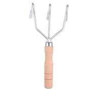 VINTORKY Rastrello Agricolo a Tre Denti con Manico in Legno Ergonomico, Mini Attrezzo da Giardino per Diserbo e Coltivazione Manuale, Forniture da Giardino per Orto e Cortile