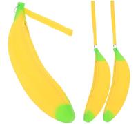 VINTORKY Set 3 Astucci Portapenne a Forma di Banana in Silicone Giallo, Organizer per Cancelleria per Ragazze Cinturino da Polso, Portapenne Cartoon di Grande Capacità per Scuola e Ufficio