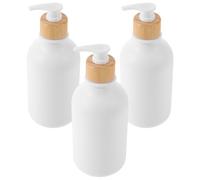 VINTORKY Set da 3 Flaconi Dosatori per Shampoo da 500ml in Pet Bianco, Riutilizzabili e Antiscivolo, per Bagno e Viaggi Design Semplice ed Elegante