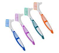 VINTORKY Set da 4 Spazzolini per Protesi Dentaria Setole Morbide, Manico Ergonomico Antiscivolo, Spazzola Portatile per Pulizia Quotidiana di Dentiere e Apparecchi Ortotici