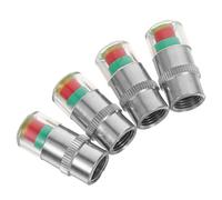 VINTORKY Set da 4 Tappi Valvola Pneumatici Auto Sensore di Pressione in Rame, Indicatore Colore per Monitoraggio Pressione Gomme, Tappo Antipolvere per Sicurezza e Controllo Pneumatici