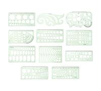 VINTORKY Set Righelli Geometrici 11 Pezzi Stencil in Plastica Trasparente, Modelli di Disegno Tecnico per Artisti, Studenti e Designer, Strumenti di Misurazione per Ufficio e Scuola